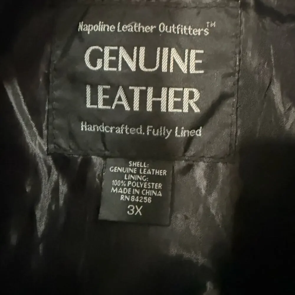 Vtg 90s Leather Oversized Bomber Jacket 3X Grunge Western Patchwork Streetwear